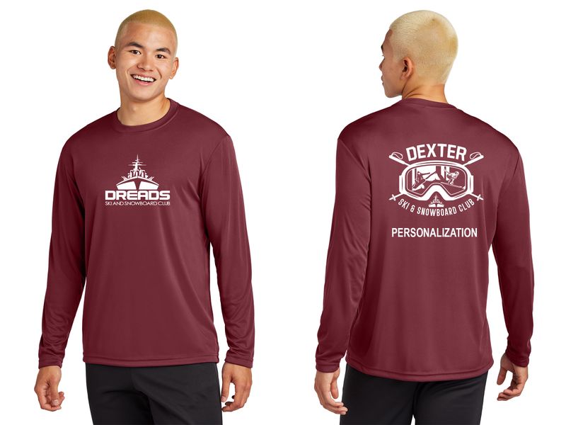 Unisex Long sleeve Performance Tee-Black/ Maroon Unisex Long sleeve Performance Tee-Black/ Maroon