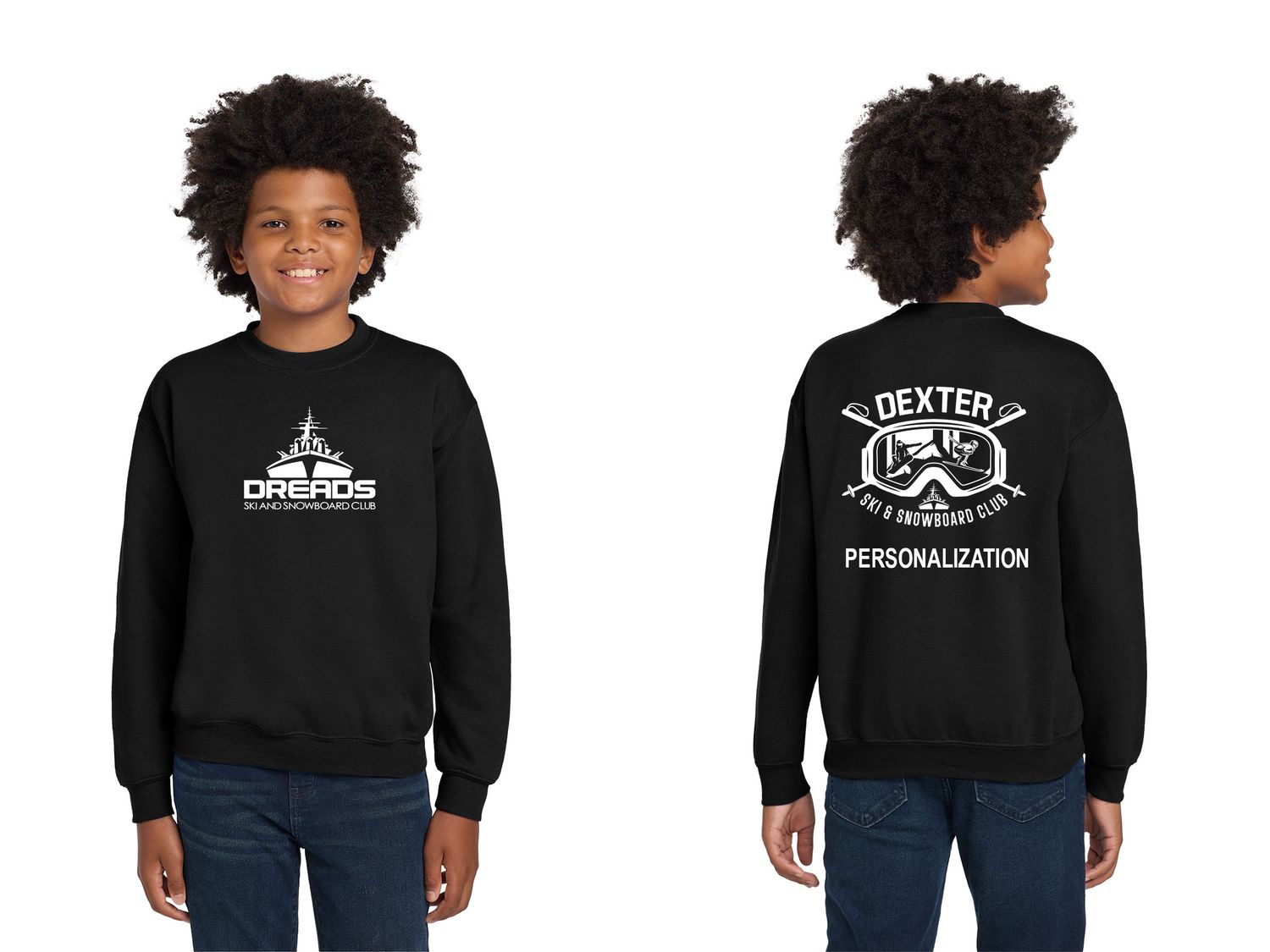 Youth Heavy Blend Crewneck Sweatshirt-Black/ Maroon