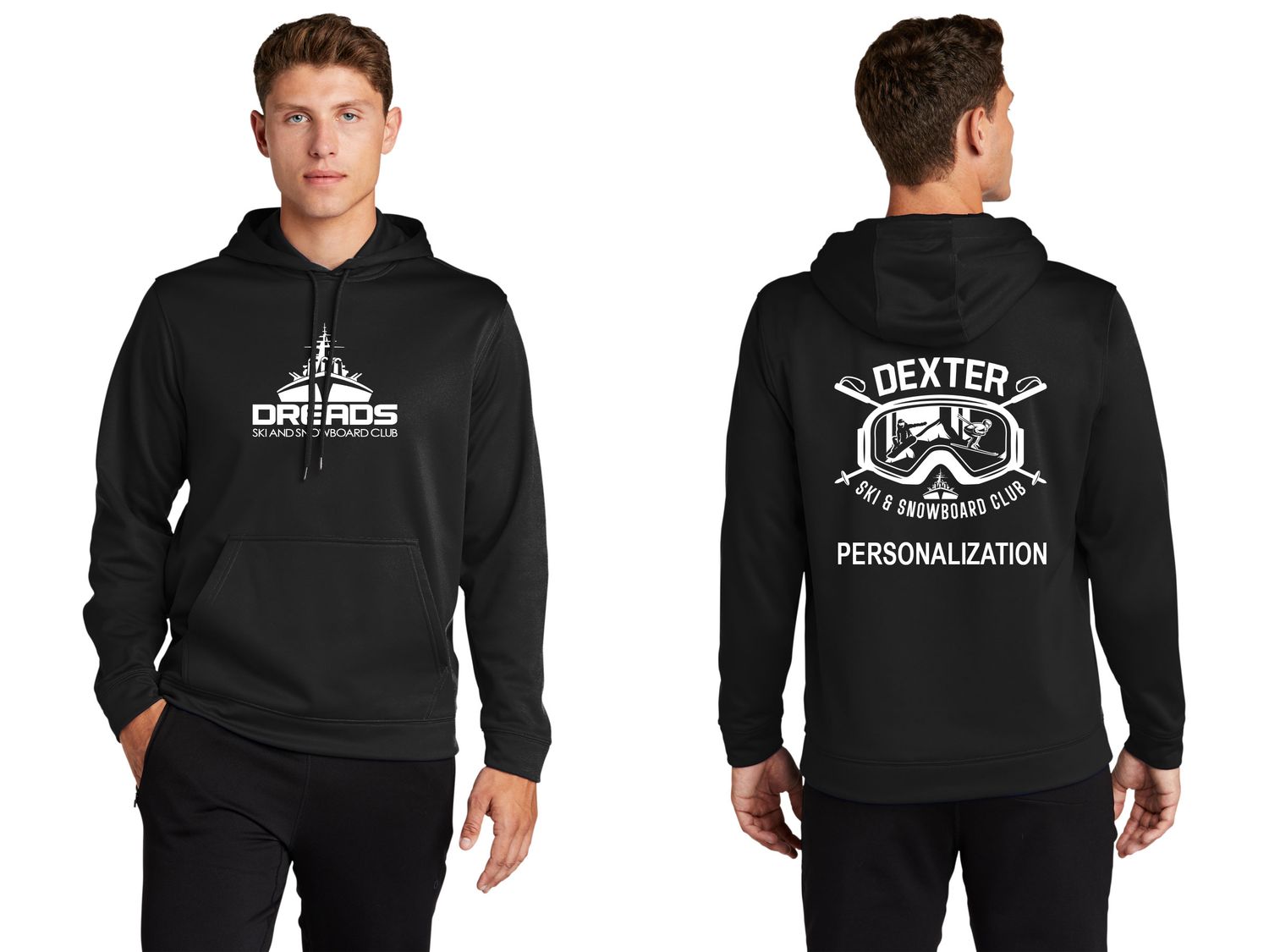 Unisex Performance Fleece Hooded Pullover-Black/ Maroon