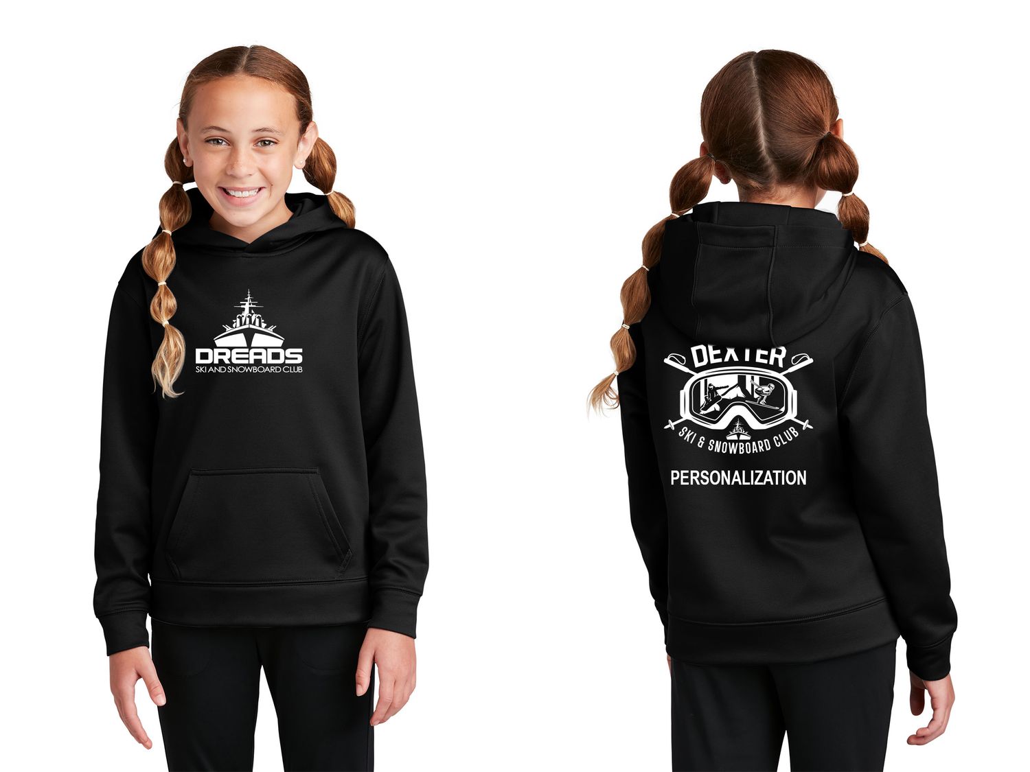 Youth Performance Fleece Hooded Pullover-Black Youth Performance Fleece Hooded Pullover-Black