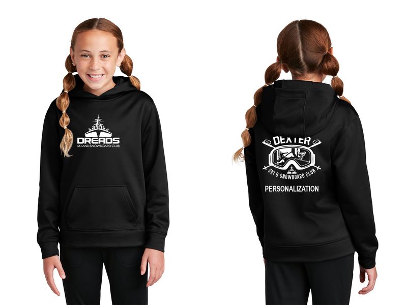 Youth Performance Fleece Hooded Pullover-Black Youth Performance Fleece Hooded Pullover-Black