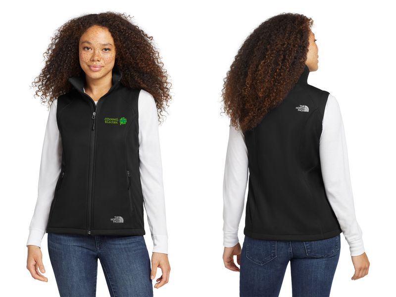 The North Face Ladies Ridgewall Soft Shell Vest (Embroidered)- Black/ Grey