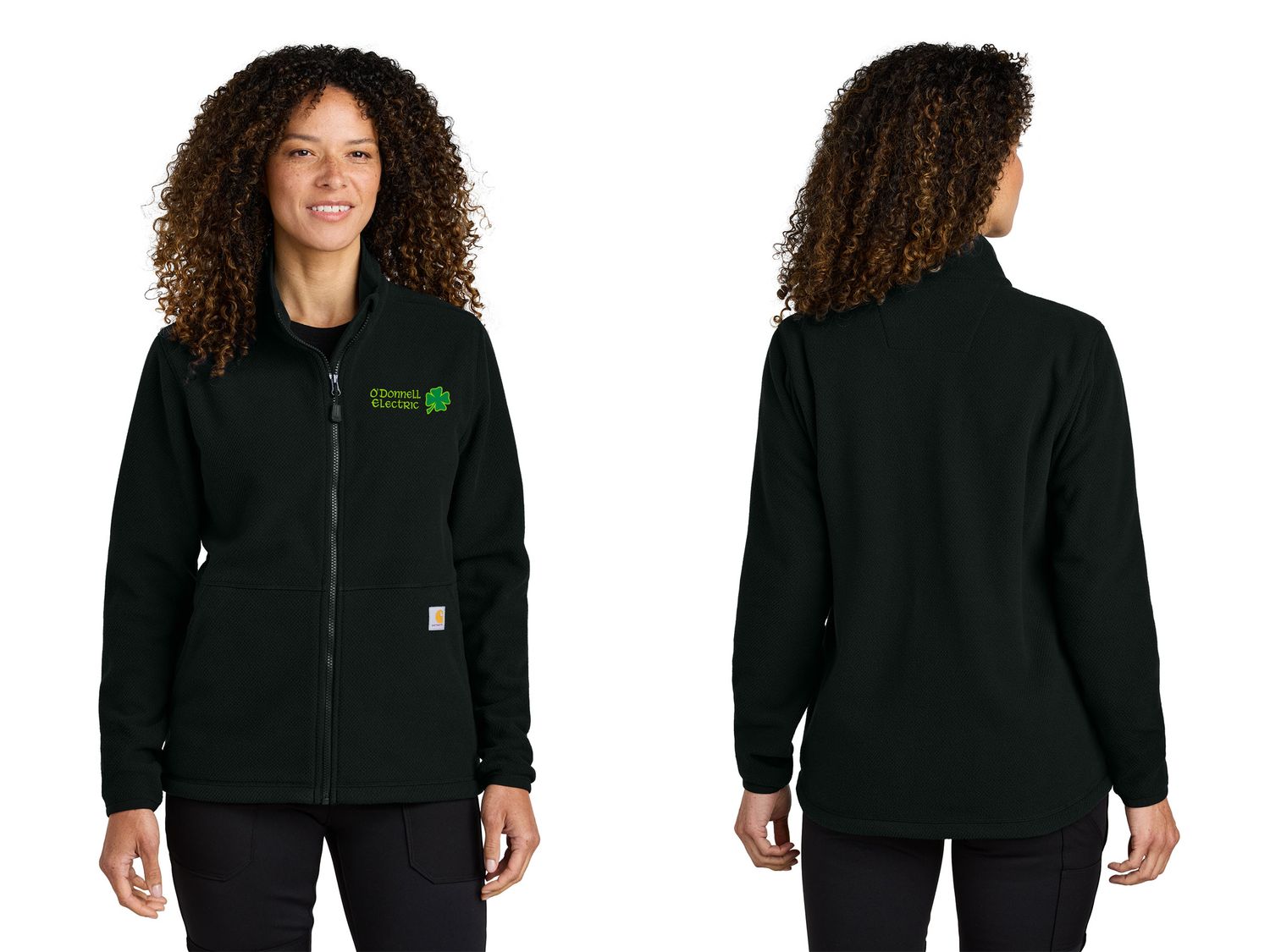 Carhartt Women’s Textured Full (Embroidered)-Zip Fleece Jacket- Black, Heather Grey, Navy