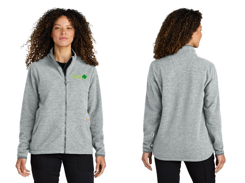 Carhartt Women’s Textured Full (Embroidered)-Zip Fleece Jacket- Black, Heather Grey, Navy