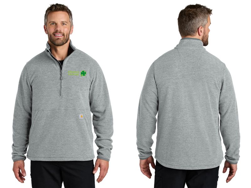 Carhartt Textured 1/2-Zip Fleece Jacket (Embroidered)- Black, Heather Grey, Navy