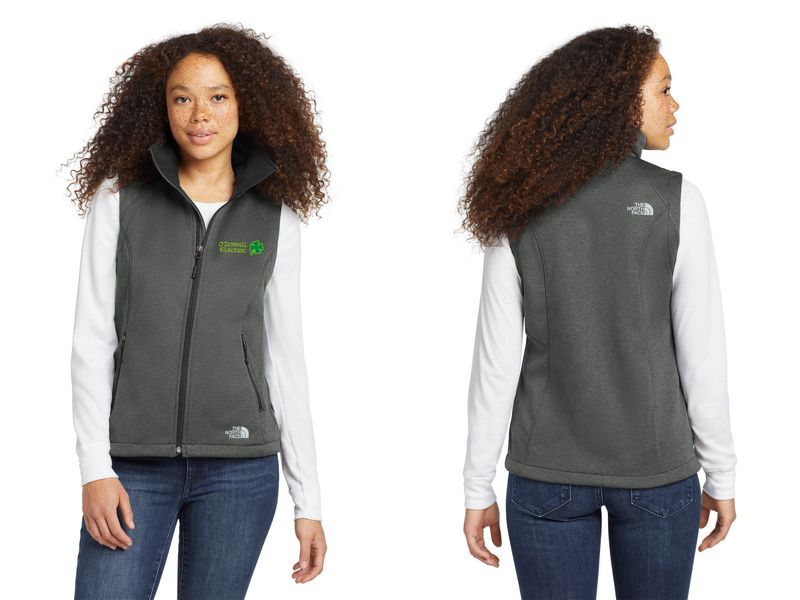 The North Face Ladies Ridgewall Soft Shell Vest (Embroidered)- Black/ Grey