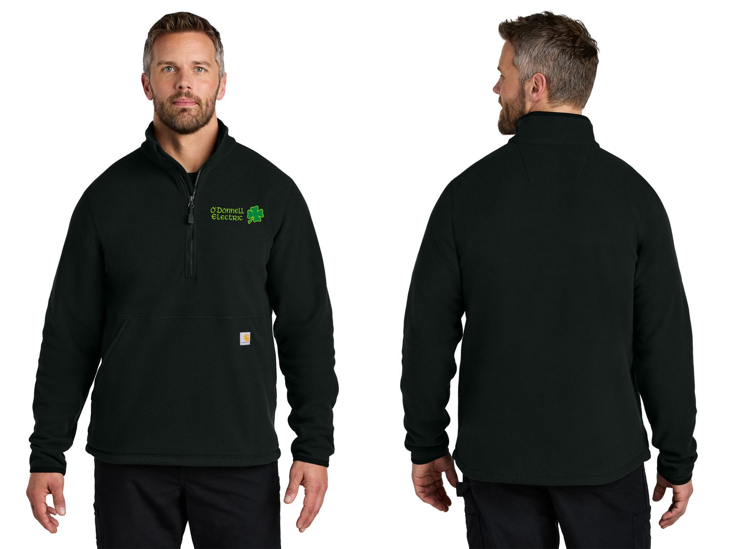 Carhartt Textured 1/2-Zip Fleece Jacket (Embroidered)- Black, Heather Grey, Navy