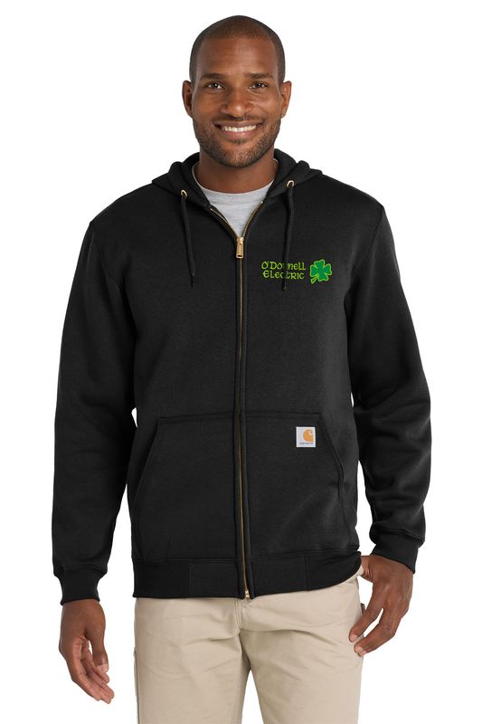 Carhartt Hooded Full-Zip Hoodie (Embroidered)- Heather Grey, Black, Navy, Brite Orange