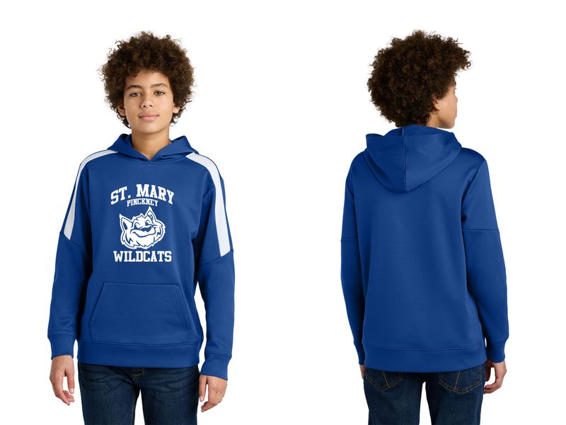 Sport-Tek Youth Sport-Wick Fleece United Pullover Hood- Royal/White, Navy/White