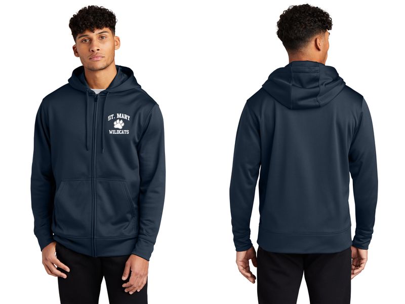 Sport Tek Full Zip Performance Hood - Navy, Smoke Grey