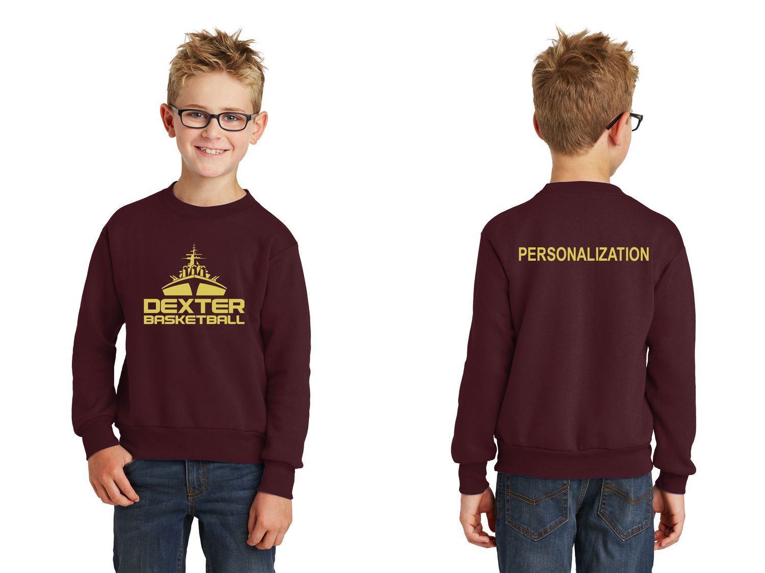 Youth Fleece Crewneck Sweatshirt- Maroon