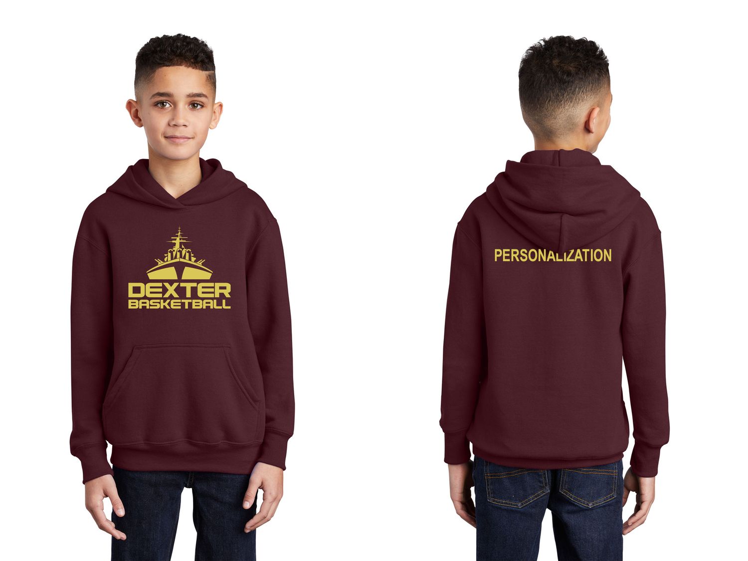 Youth Core Fleece Pullover Hooded Sweatshirt- Maroon