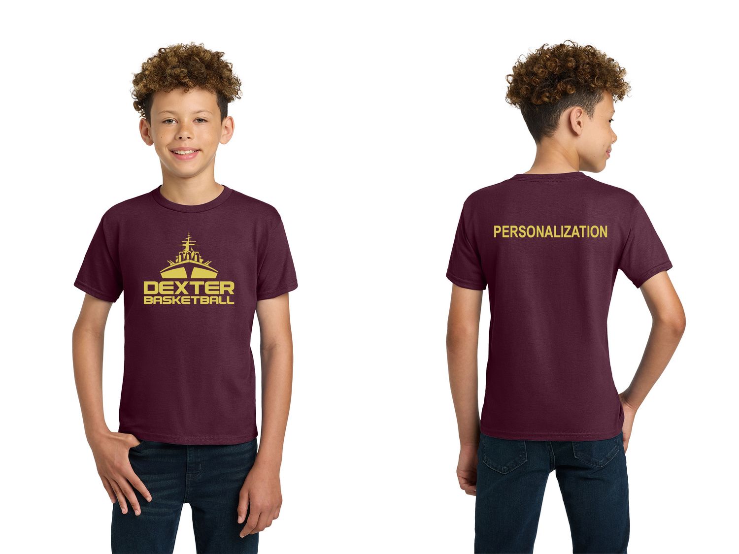 Youth Basic Cotton T-Shirt-Maroon