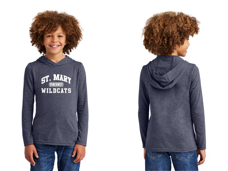 Youth Lightweight Long Sleeve Hoodie- Athletics Logo - Grey Frost, Navy Frost, White