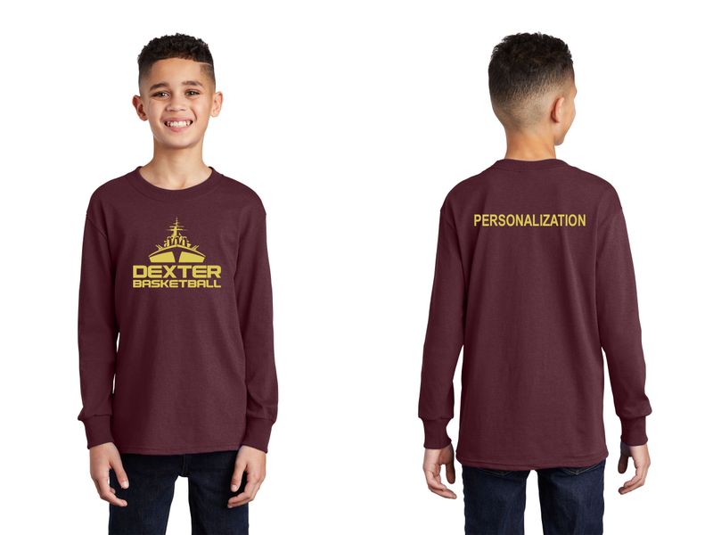 Youth Long Sleeve Cotton T-Shirt- Maroon