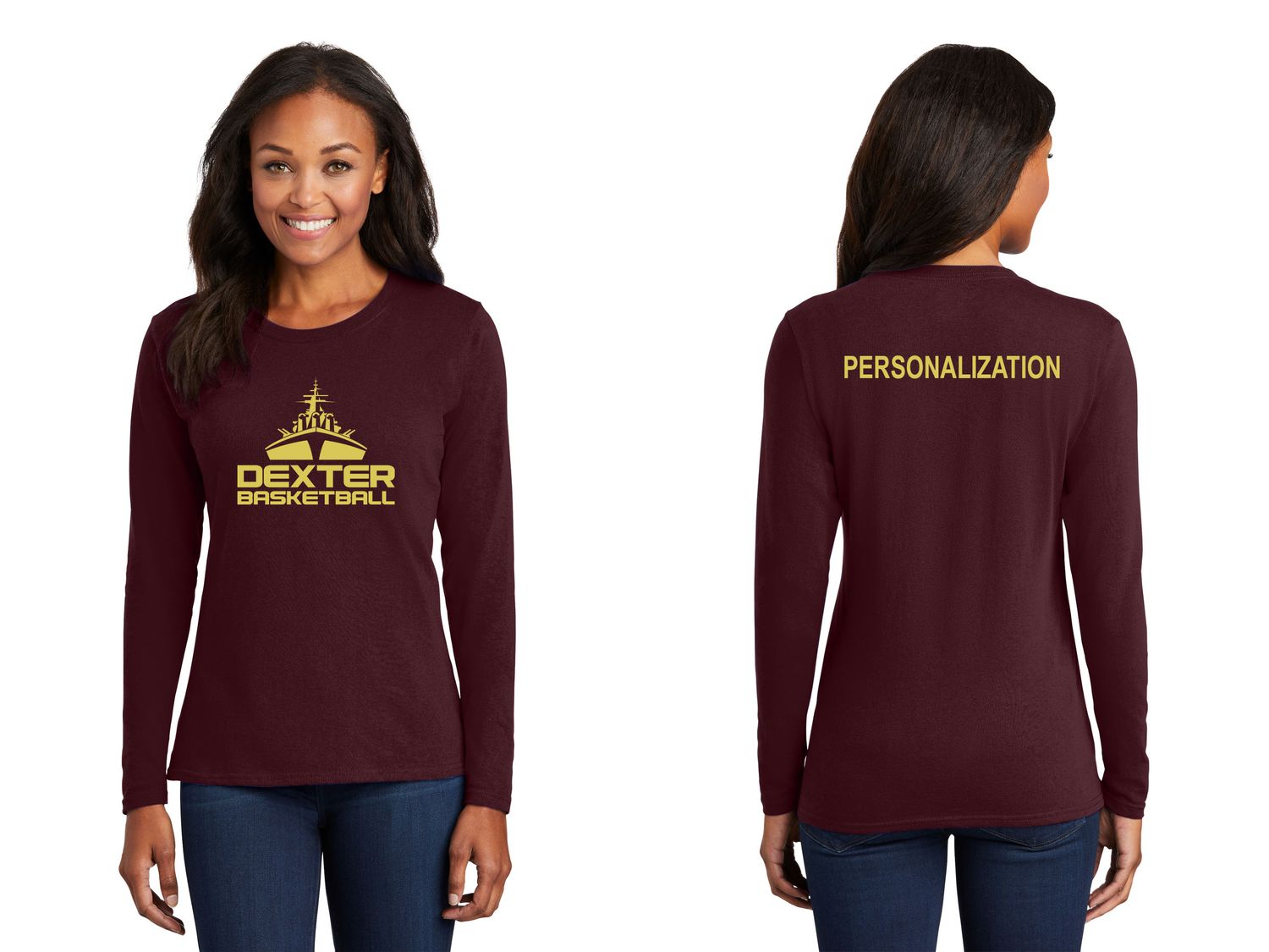 Ladies Long Sleeve Core Cotton Tee - Maroon Ladies Long Sleeve Core Cotton Tee - Maroon