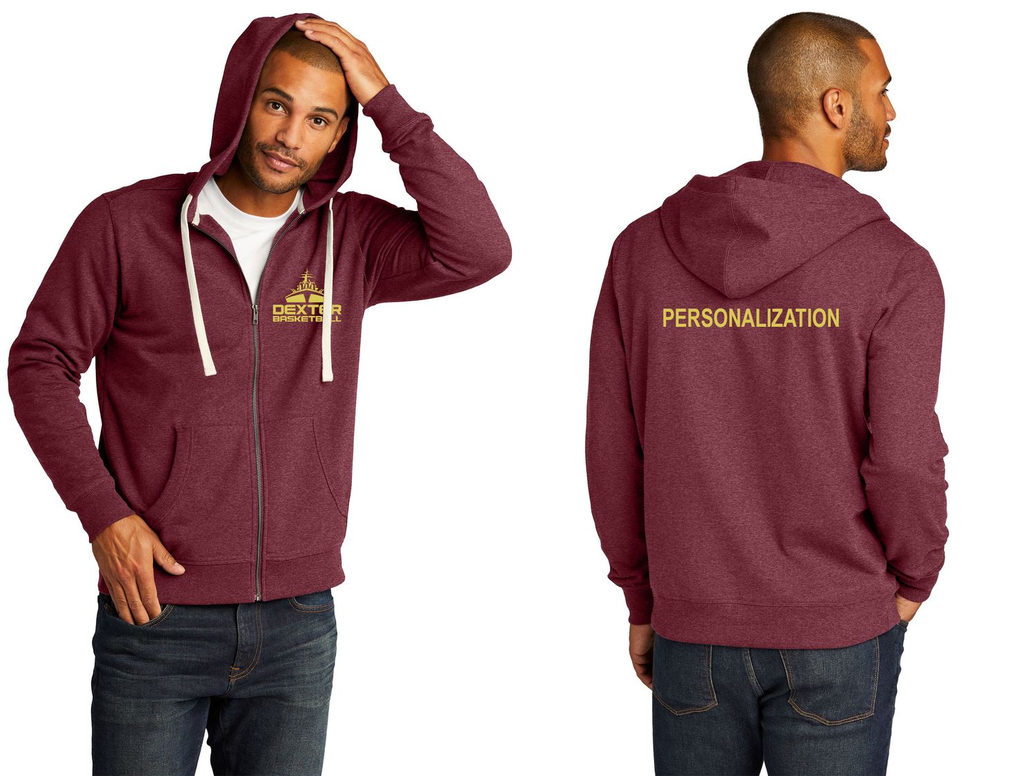 Unisex District Re-Fleece Full-Zip Hoodie- Maroon Unisex District Re-Fleece Full-Zip Hoodie- Maroon