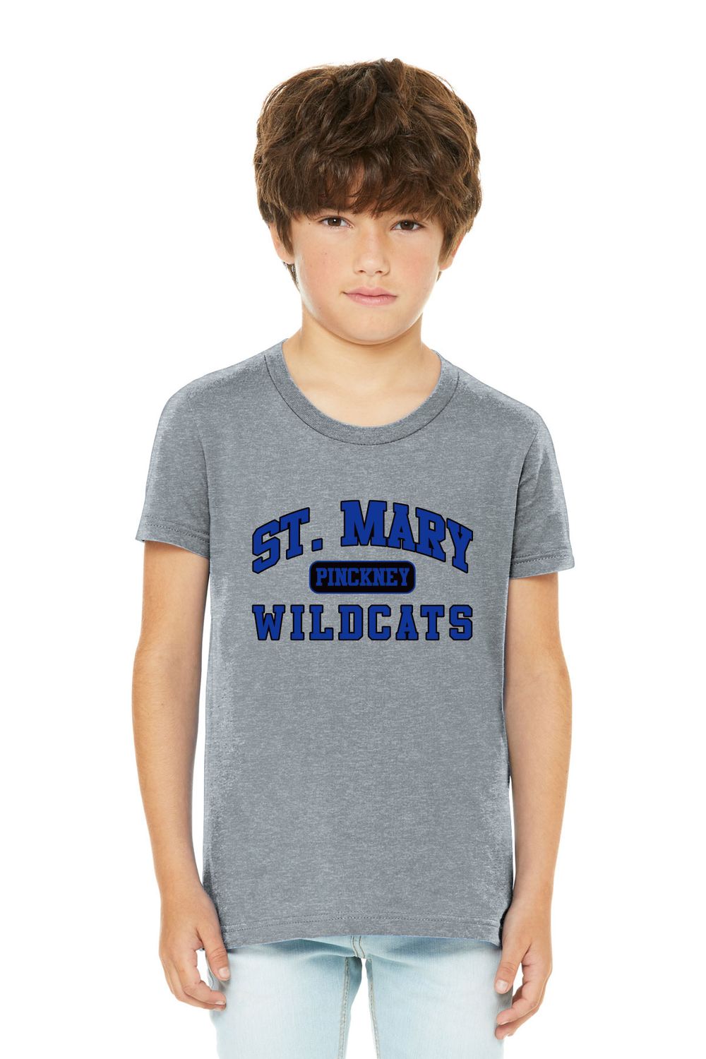 Youth Bella & Canvas Short Sleeve Tee -Athletics Logo- Navy, Royal, Grey, White