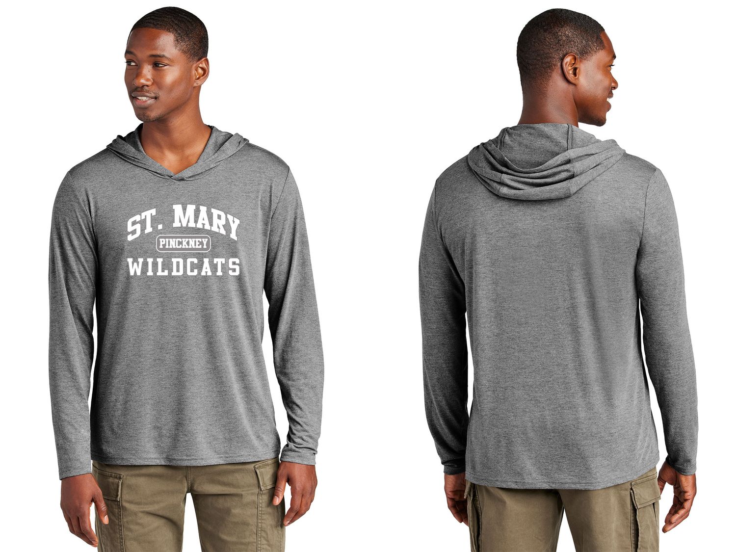 Adult Lightweight Long Sleeve Hoodie - Athletics Logo- Grey Frost, Navy Frost, White