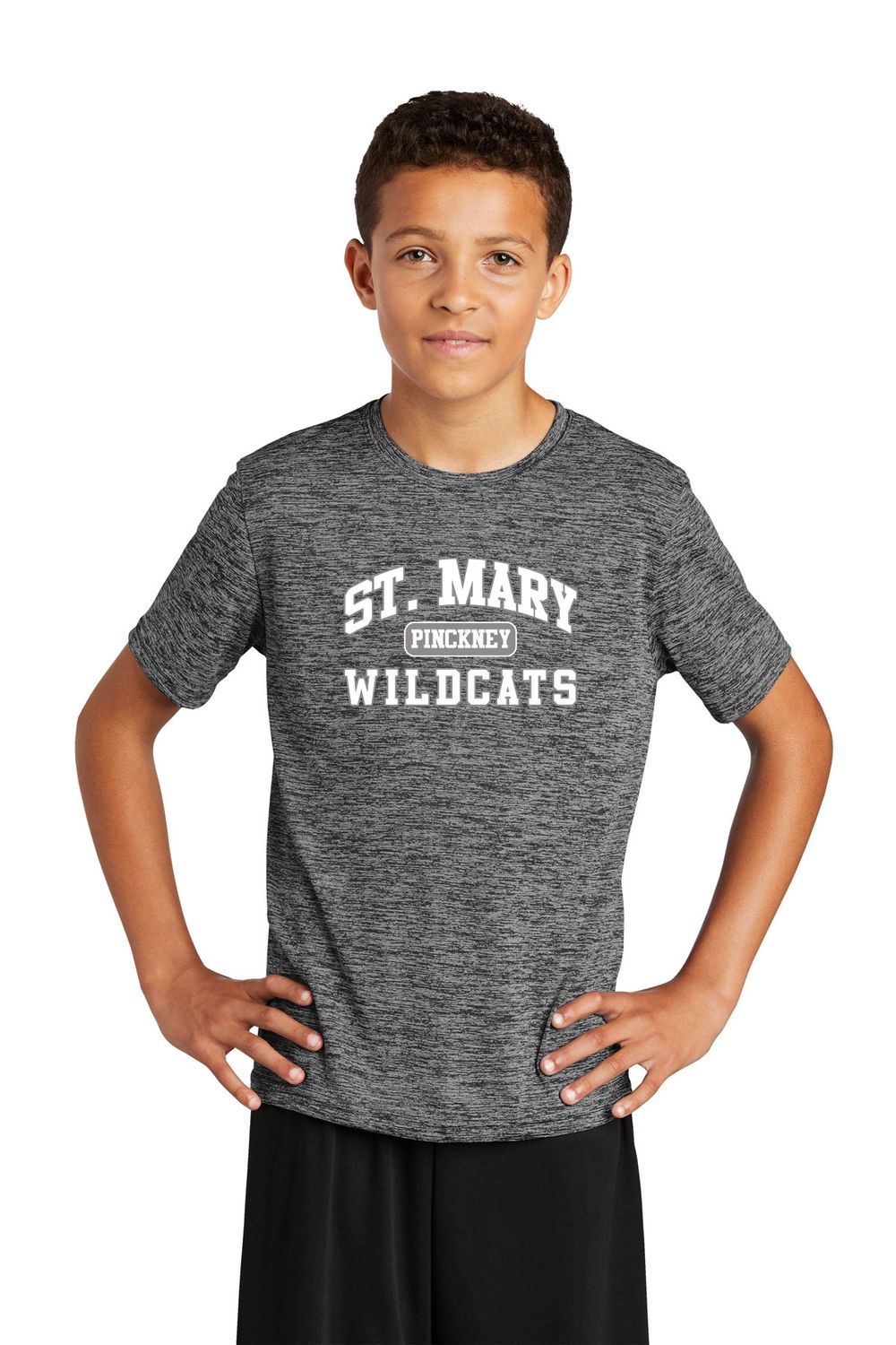 Youth Electric Heather Tee- Athletics Logo- -Navy or Grey
