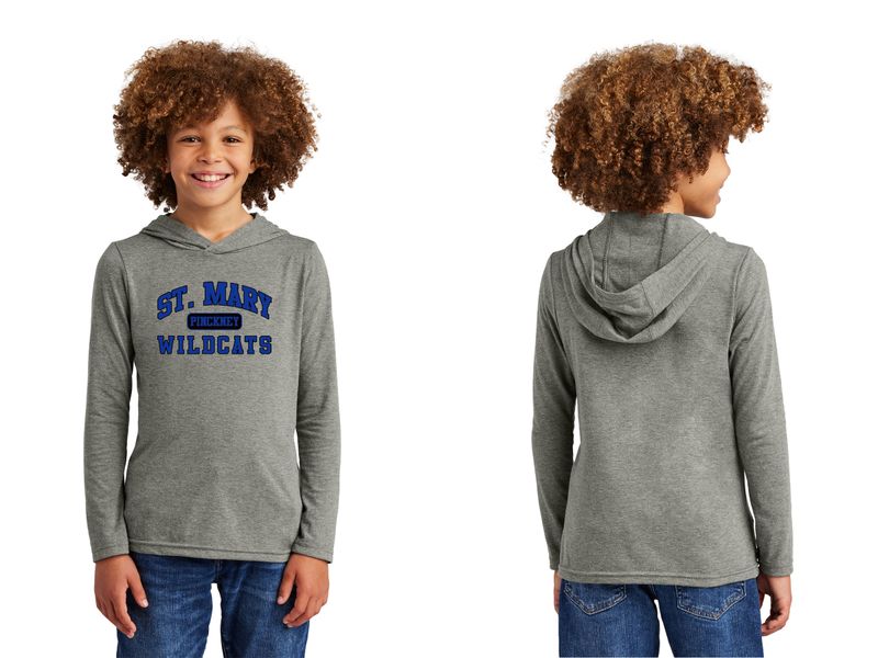 Youth Lightweight Long Sleeve Hoodie- Athletics Logo - Grey Frost, Navy Frost, White