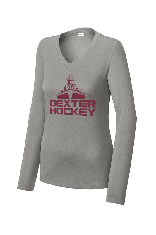 Womens Long Sleeve Performance T - Black, Grey Concrete Heather, White