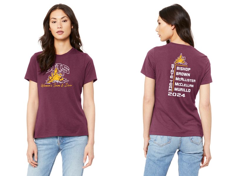 Women's Relaxed Jersey Short Sleeve Round Neck- Maroon