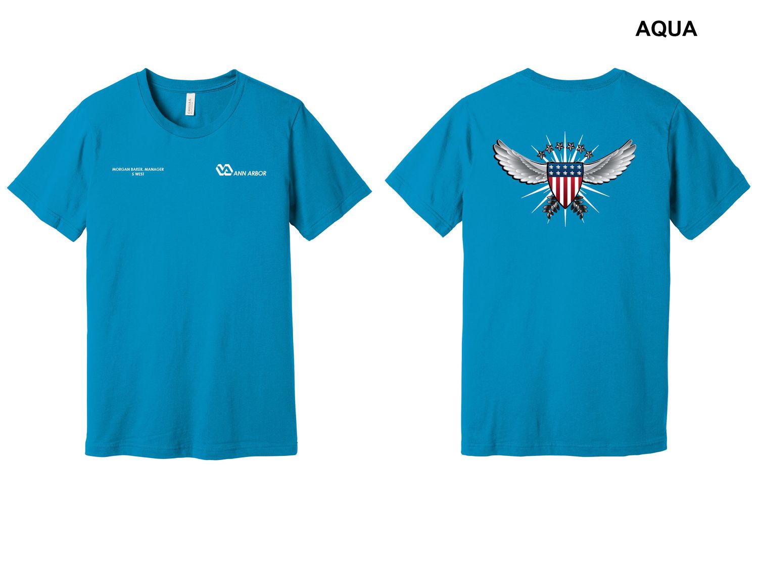 Adult Short Sleeve T (Wing/shield)- Aqua, Baby Blue, Navy, Royal, Ash, Silver, White, Asphalt, Black, Autumn, Gold, Maize Yellow, Cardinal, Maroon, Red, Lilac, Evergreen, Kelly Green, Mint, Olive,
