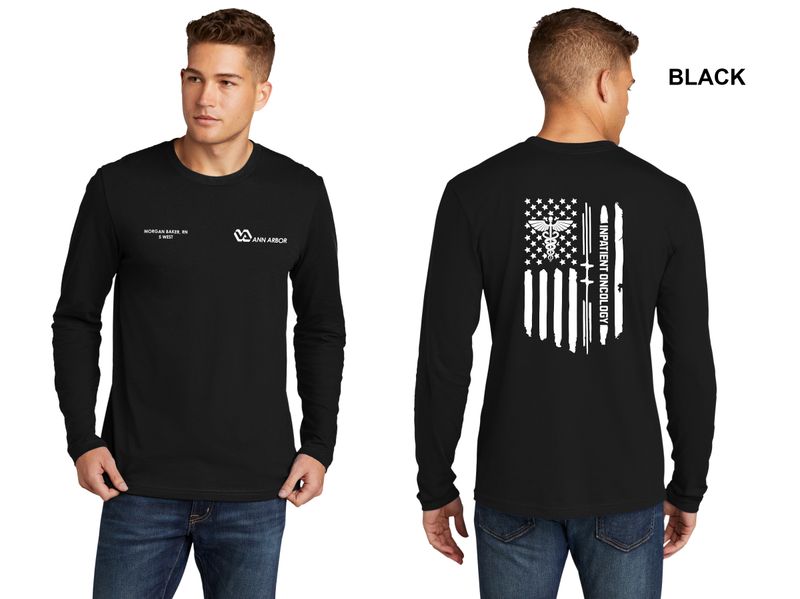 Unisex Premium Cotton Long Sleeve Tee (White Flag Logo) - Black/Red/Dk Grey/Royal/White/Navy