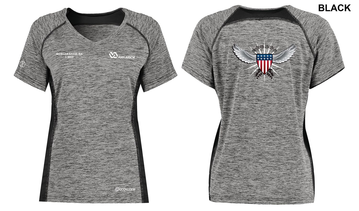 Women's Electrify Coolcore Tee (Wing/Shield Logo) - Black/Red/Grey/Royal/Navy/White Women's Electrify Coolcore Tee (Wing/Shield Logo) - Black/Red/Grey/Royal/Navy/White
