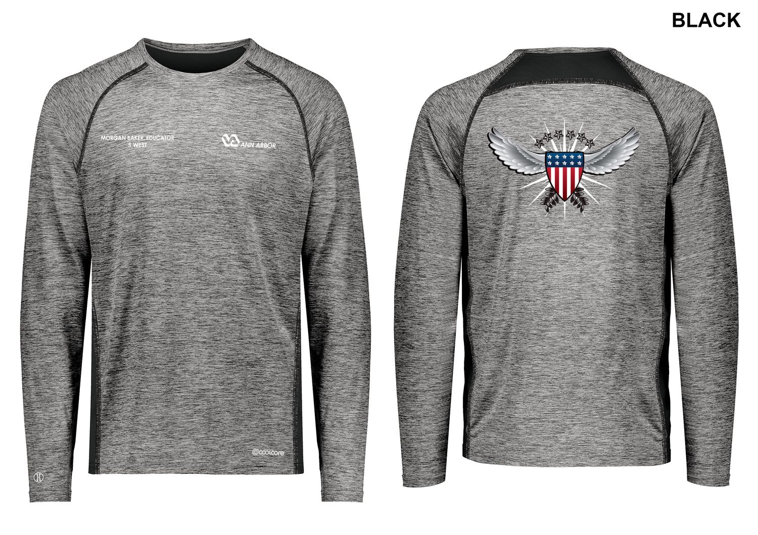 Unisex Electrify Coolcore Long Sleeve Tee (Wing/Shield Logo) -  Black/Red/Grey/Royal/White/Navy