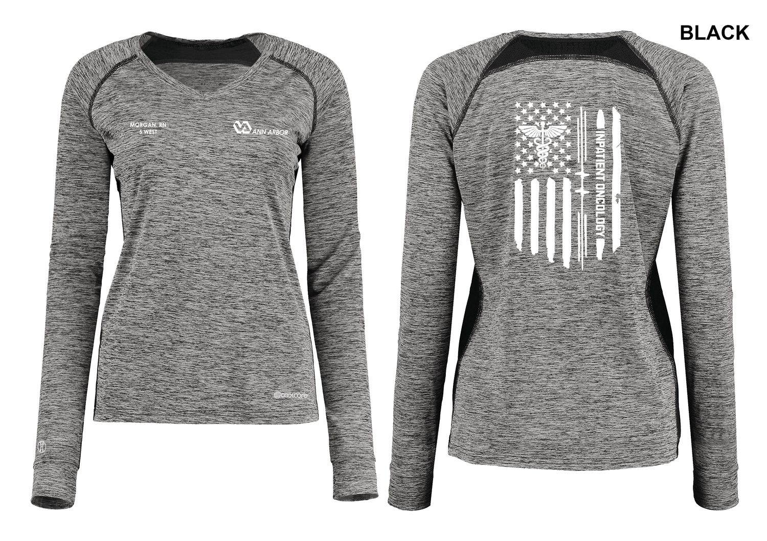 Women&#39;s Electrify Coolcore Long Sleeve Tee (White Flag Logo) - Black/Red/Royal/White/Navy