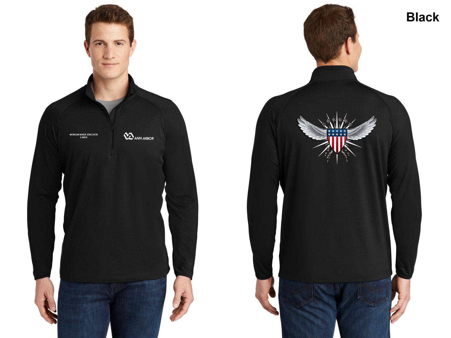 Unisex Performance 1/4 Zip Pullover (Wing/ Shield Logo) - Black/Red/Dk Grey/Royal/Dk Green/White
