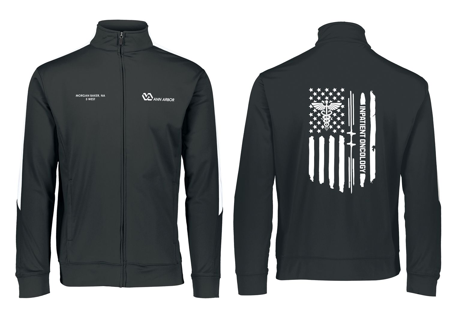 Unisex Medalist Jacket (White Flag Logo) - Black/Dk Grey/Royal/Navy