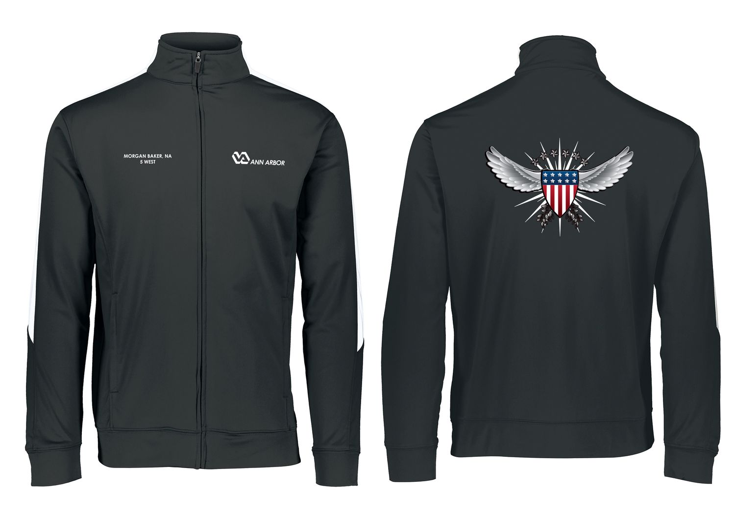 Unisex Medalist Jacket (Wing/ Shield Logo) - Black/Dk Grey/Royal/Navy