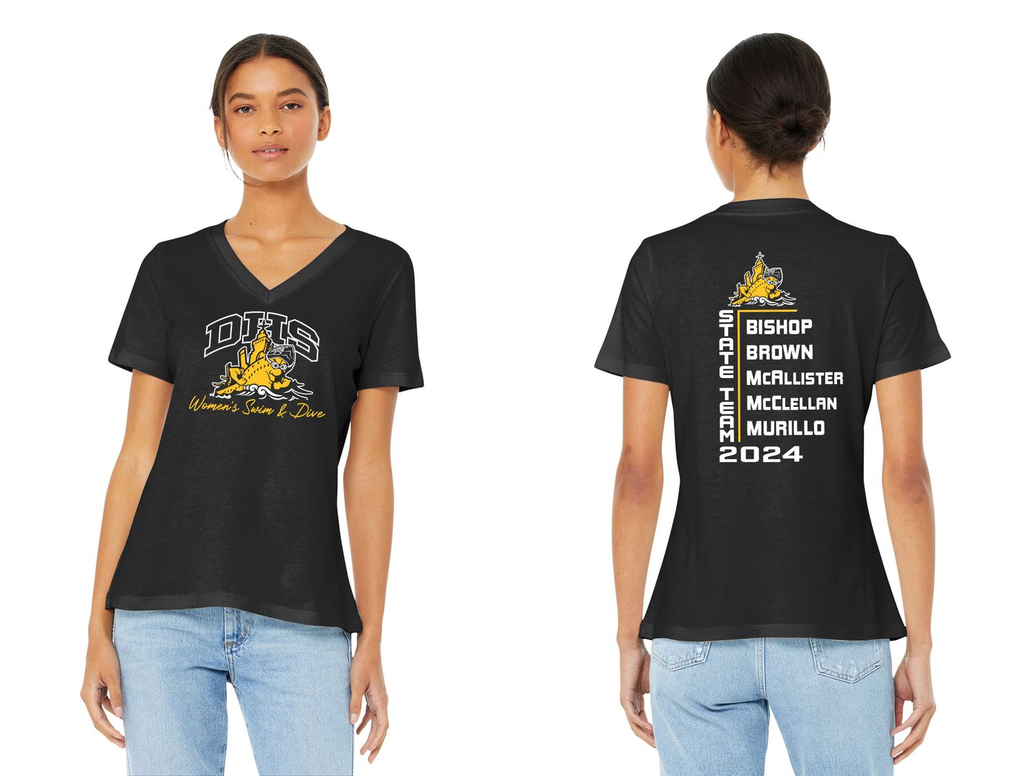 Womens Relaxed Jersey Short Sleeve V Neck- Black