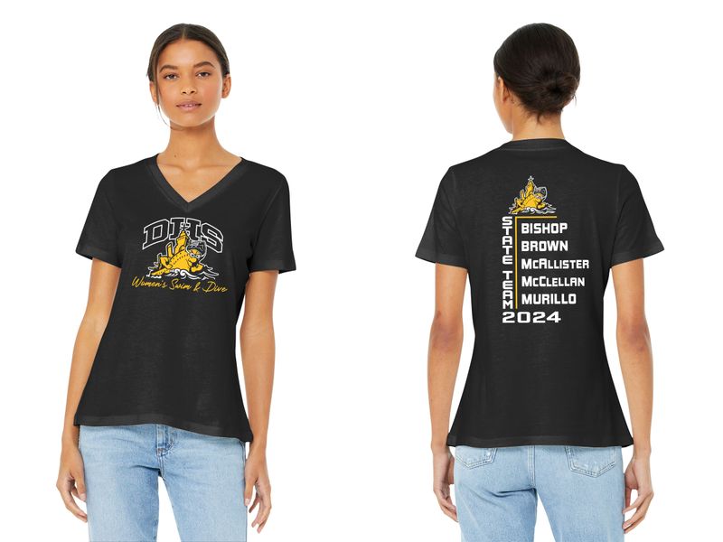 Womens Relaxed Jersey Short Sleeve V Neck- Black