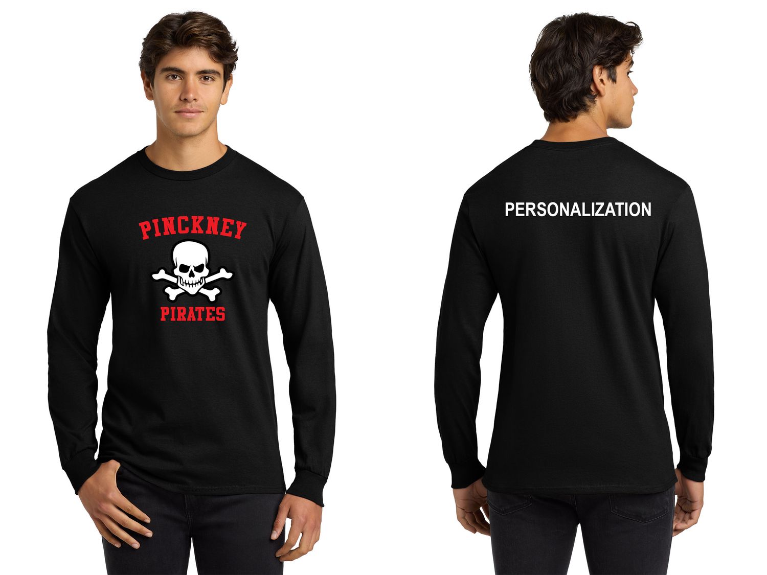 Adult Basic Cotton Long Sleeve T-Shirt-Black, Red Adult Basic Cotton Long Sleeve T-Shirt-Black, Red