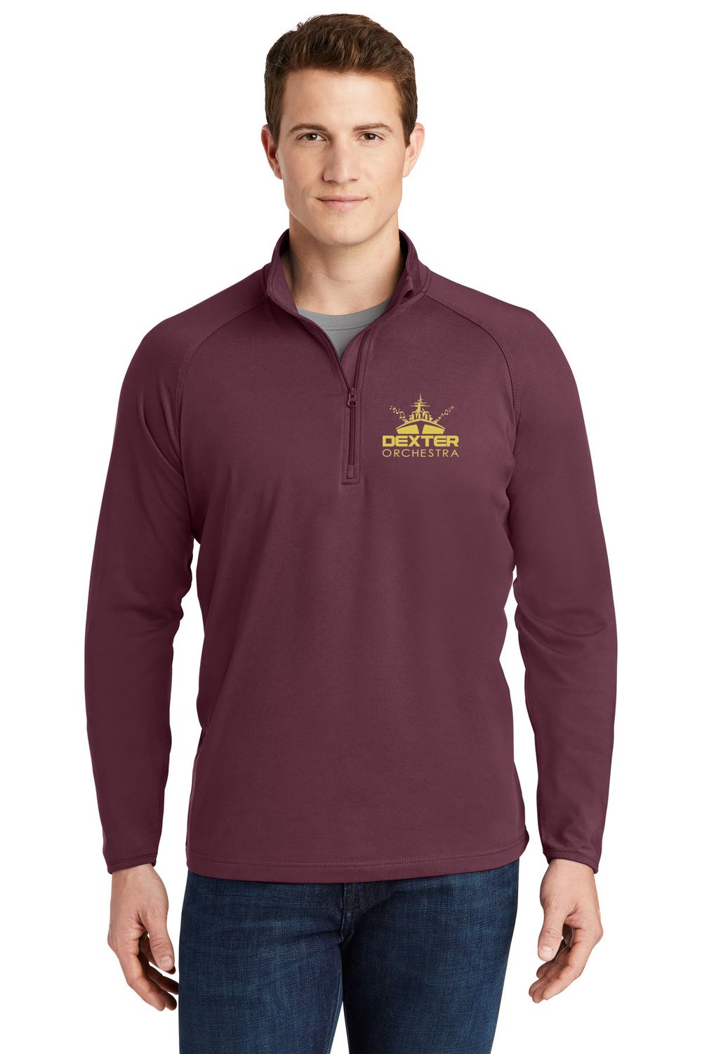 Sport-Tek Stretch 1/2-Zip Pullover- Black, Maroon, Charcoal Heather Grey