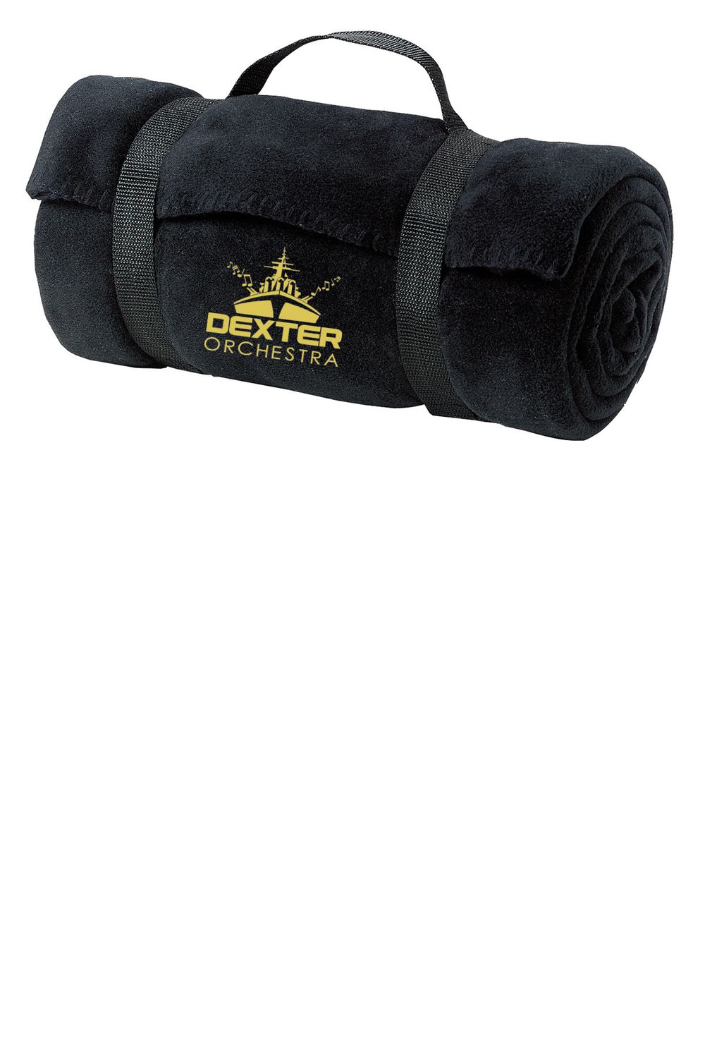 Fleece Blanket with Carrying Strap- Black, Maroon