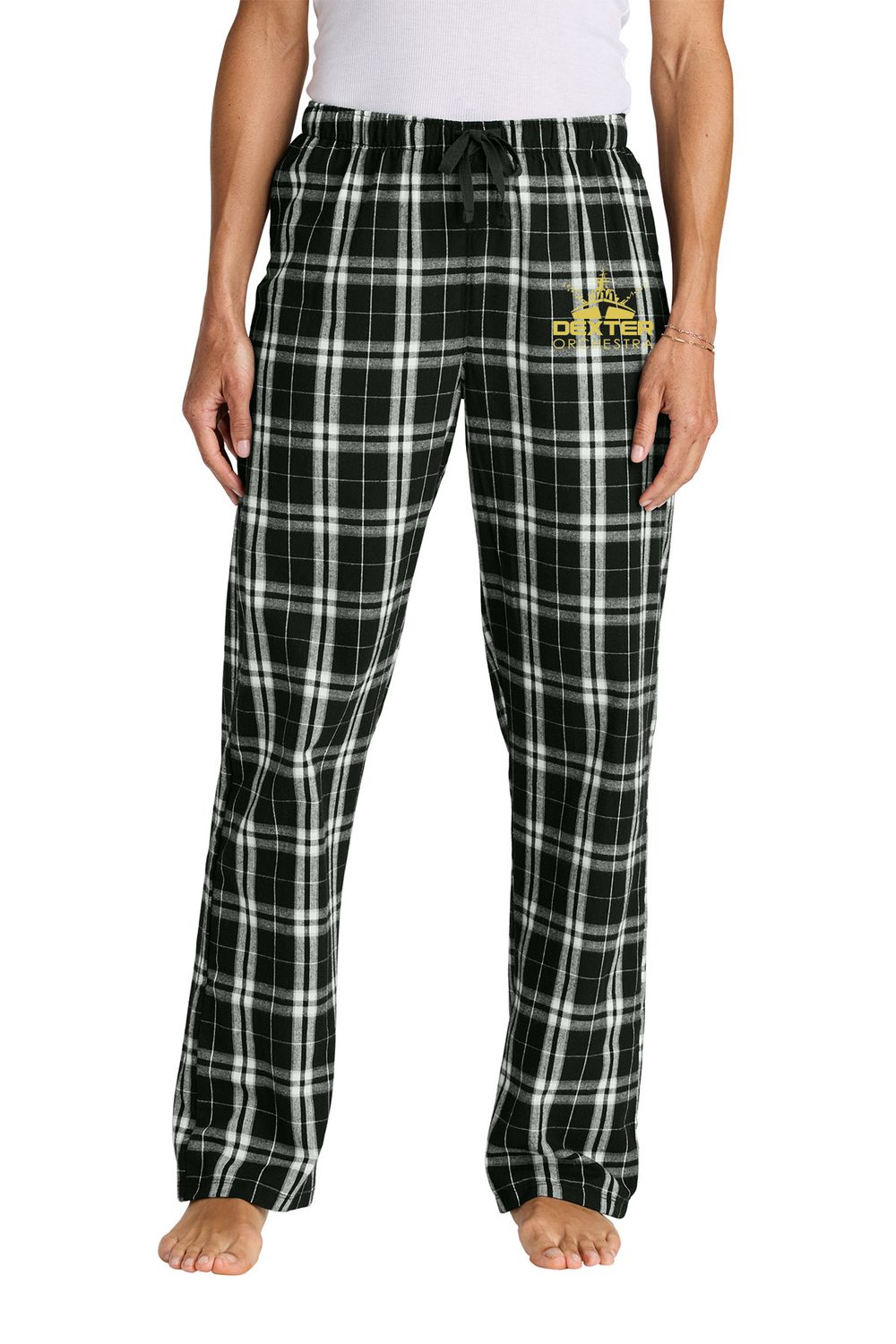 Women’s Flannel Plaid Pant-Black, Black/White