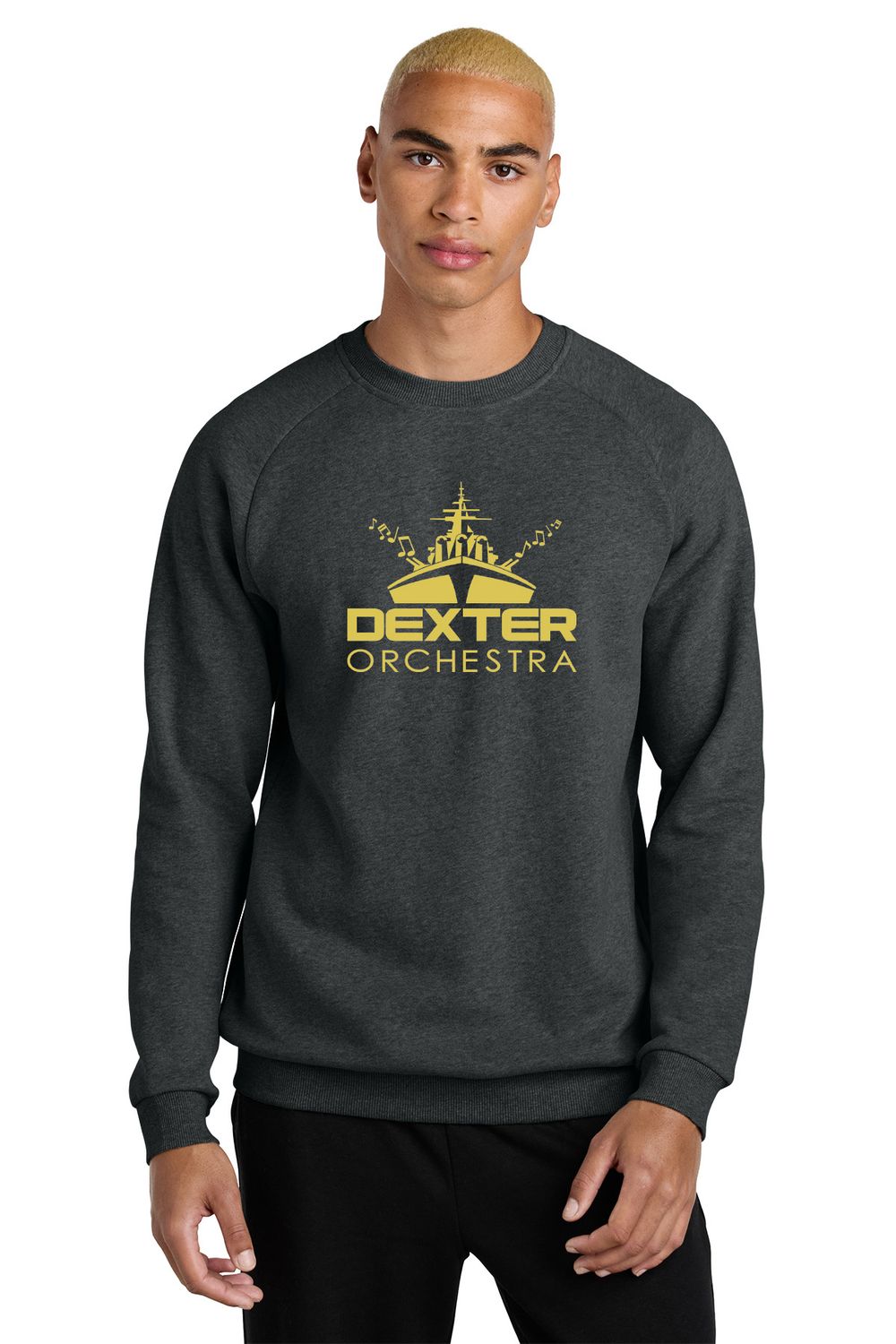 District Cloud Fleece Crew- Heathered Charcoal, Jet Black