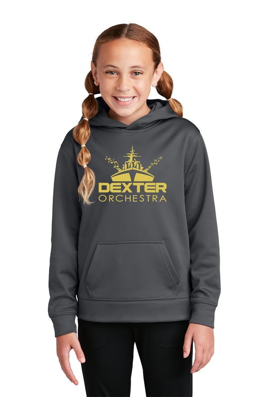 Youth Performance Hooded Sweatshirt- Iron Grey, Black