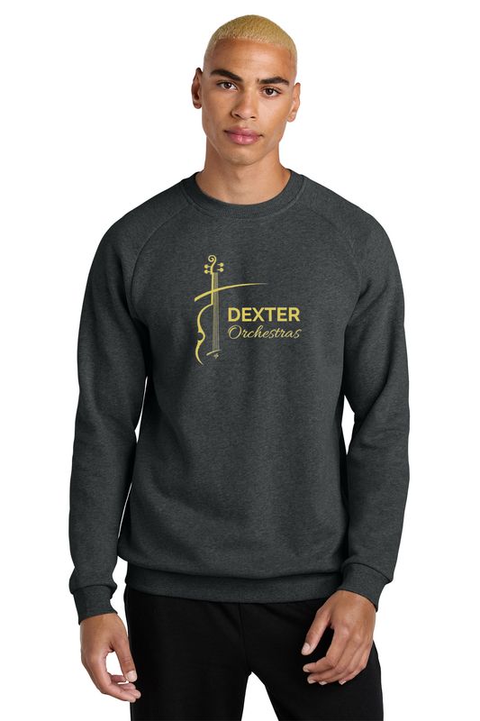 District Cloud Fleece Crew- Heathered Charcoal, Jet Black