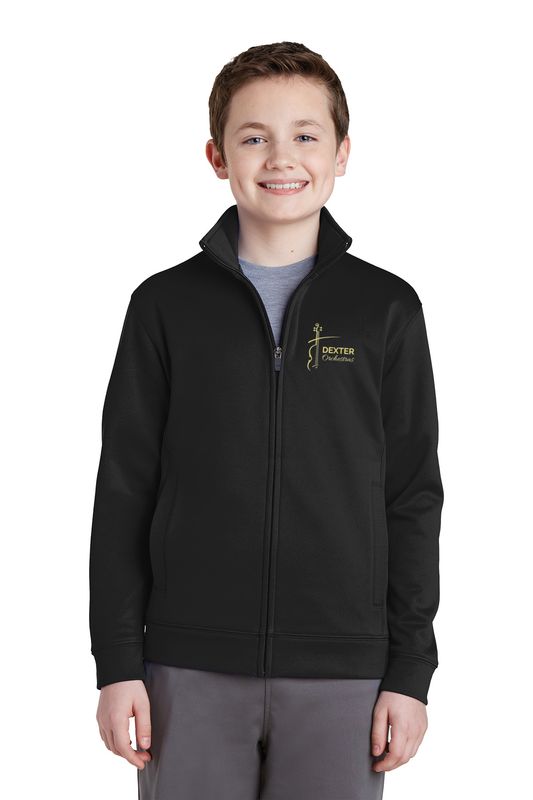 Youth Performance Fleece Full Zip Jacket- Black, Grey
