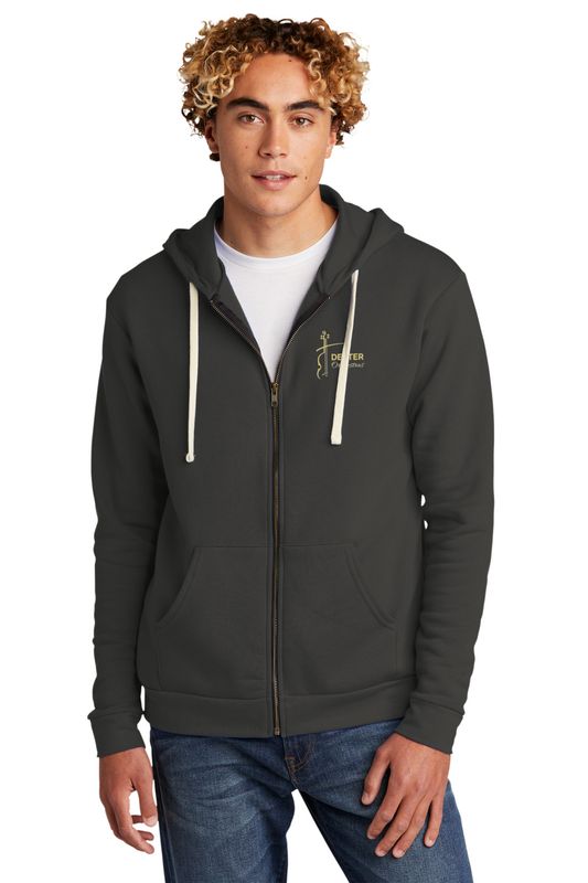 Unisex Santa Cruz Zip Hoodie-Dark Grey, Maroon