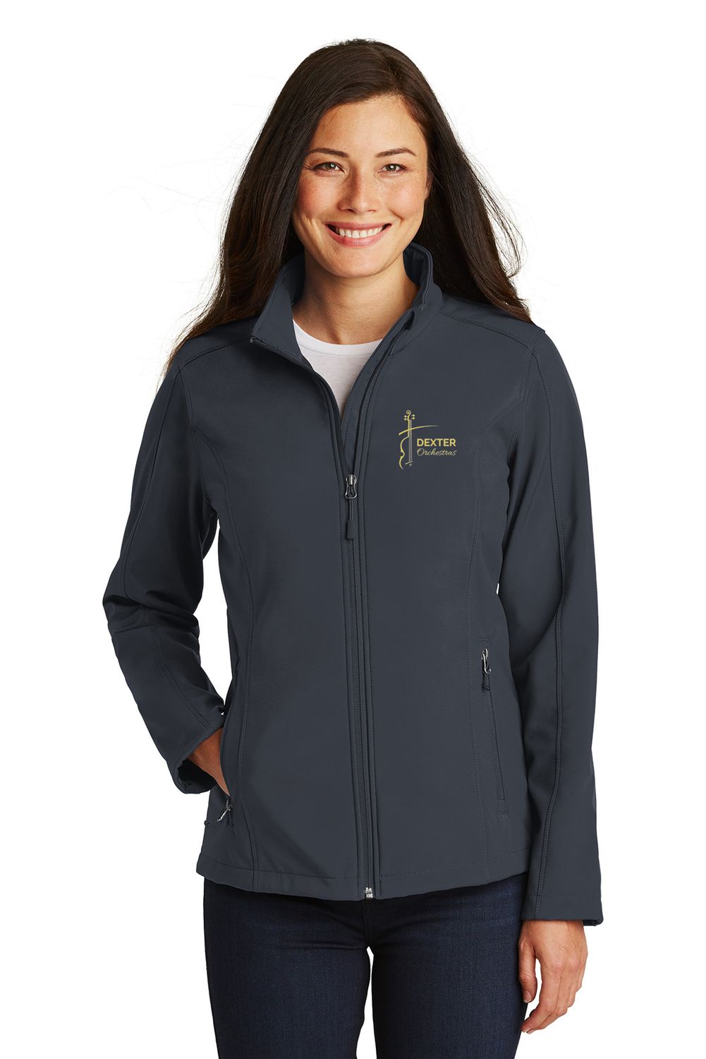 Ladies Core Soft Shell Jacket- Black, Grey