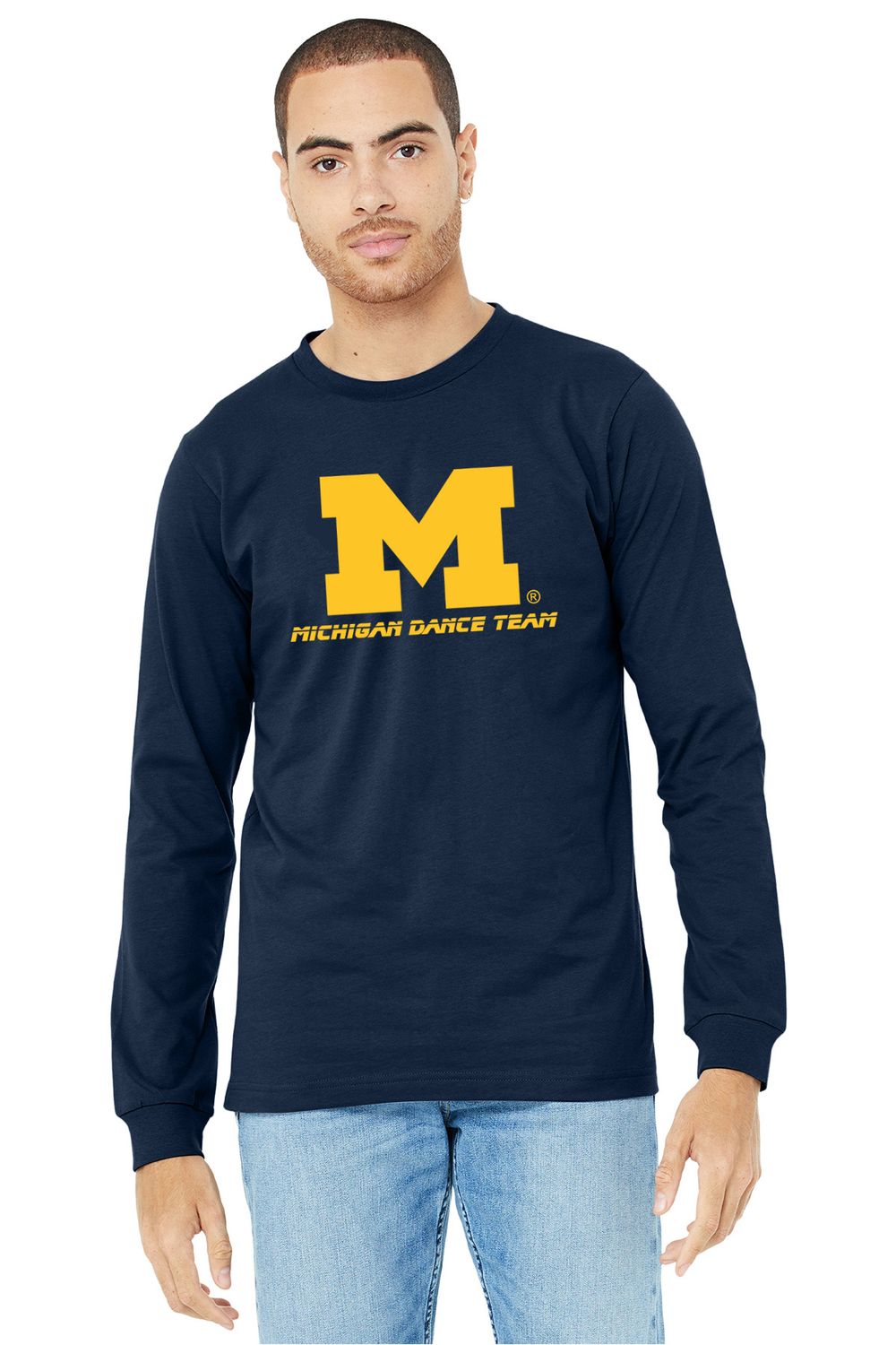 Adult Soft Cotton Long Sleeve T-Shirt- Navy, Heather Grey