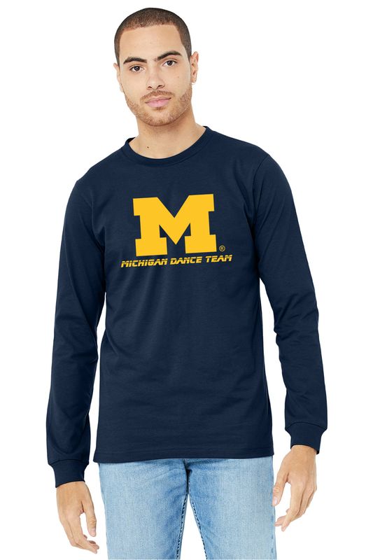 Adult Soft Cotton Long Sleeve T-Shirt- Navy, Heather Grey