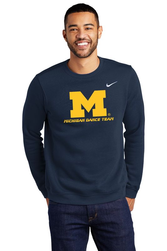 Unisex Nike Club Fleece Crew - Navy, Dark Grey Heather